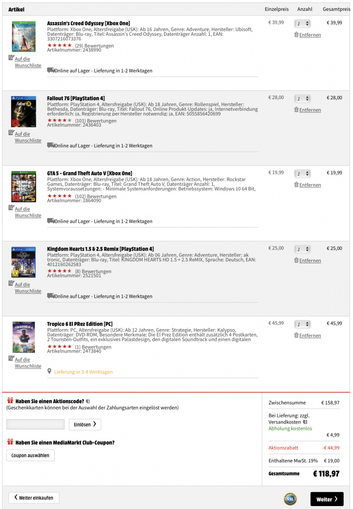 media markt, 2 games geschenkt 