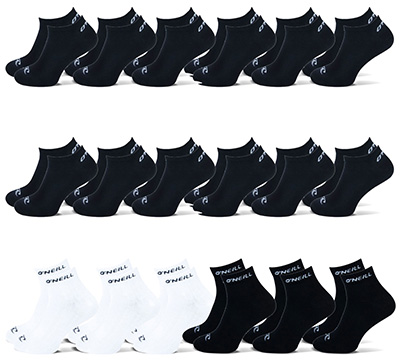 12 O’NEILL Herren Sneaker-Socken + 6 O’NEILL Herren Quarter Socken für nur 22,49 Euro