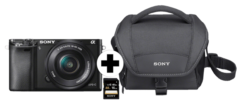 SONY Alpha 6000 LH Kit Systemkamera + Sony Kameratasche + 16GB Speicherkarte für nur 399,- Euro