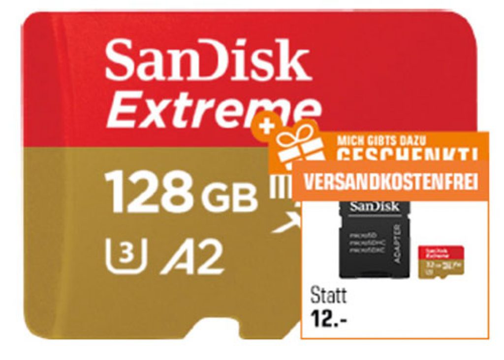 SANDISK Extreme UHS-I Micro-SDXC Speicherkarte mit 128GB + 32GB Speicherkarte