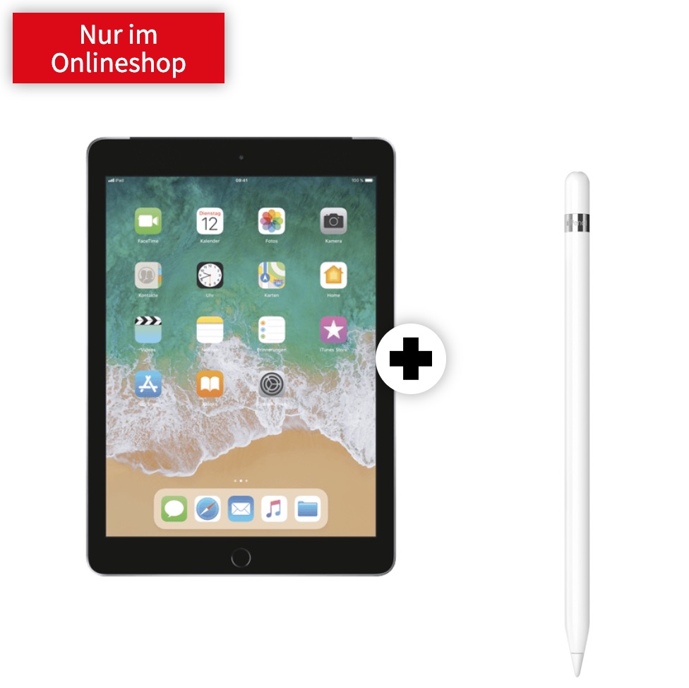Apple iPad (2018) 32GB + Apple Pencil für nur 1,- Euro inkl. 4GB LTE Flat im Telekom Netz nur 19,99 Euro mtl.