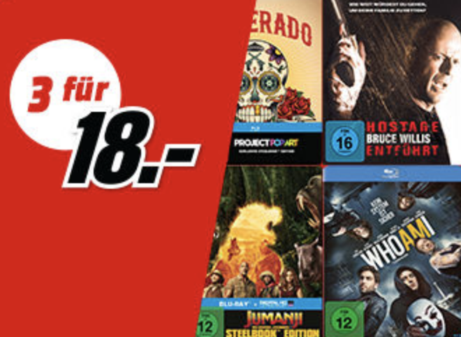 3 Steelbook Blu-rays aus verschiedenen Genres für 18,- Euro bei MediaMarkt