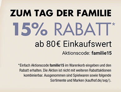 Galeria Kaufhof: 15% Rabatt ab 80,- Euro Einkaufswert