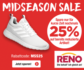 Großer Schuh Sale bei RENO + 25% Extra-Rabatt auf bereits reduzierte Artikel