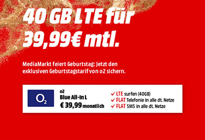 o2 Blue All-In L mit 40GB Daten für mtl. 39,99 Euro + Samsung Galaxy S10 für einmalig 49,- Euro