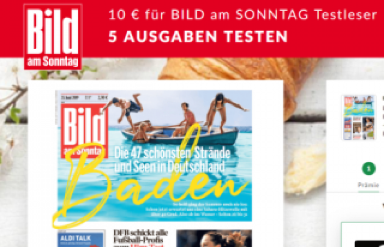 5 Ausgaben Bild am Sonntag für nur 11,50 Euro und dazu