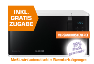 Mikrowelle für Fußballfans! Samsung MG23K3513AW/EG Mikrowelle + Gratis Derbystar Bundesliga Ball APS 2018/2019 für 95,27 Euro inkl. Versand