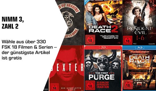 3 für 2 Aktion auf viele FSK 18 Filme im Saturn Onlineshop