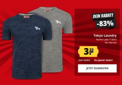 Tokyo Laundry Nome Lake Herren T-Shirts in verschiedenen Farben nur je 7,28 Euro