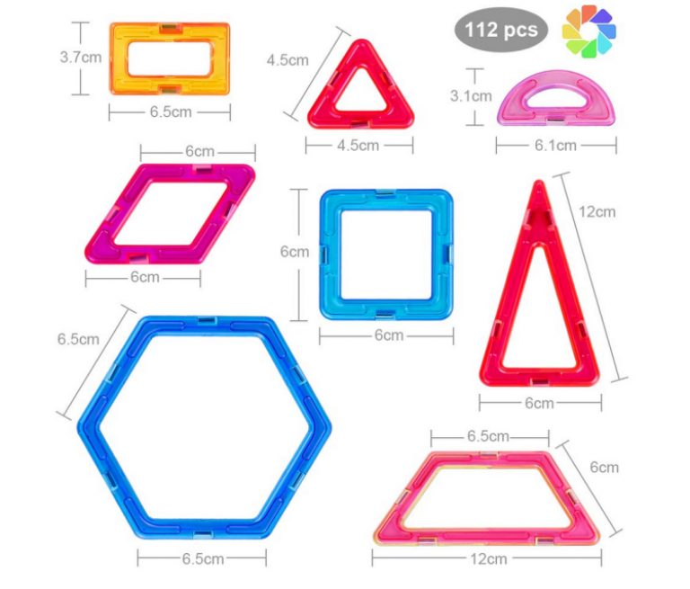 Anpro Magnetbausteine-Set Mit 112 Teilen Für Kinder Ab 3 Jahren Für 16 ...