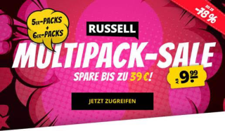 Viele verschiedene Russell Athletics T-Shirts im 5er oder 6er Multipack ab 9,99 Euro bei SportSpar