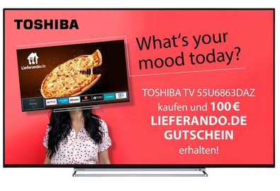 TOSHIBA 55 U 6863 DAZ UHD TV (Flat, 55 Zoll/139 cm, UHD 4K, SMART TV) + 100,- Euro Liferado Gutschein für nur 479,- Euro inkl. Versand