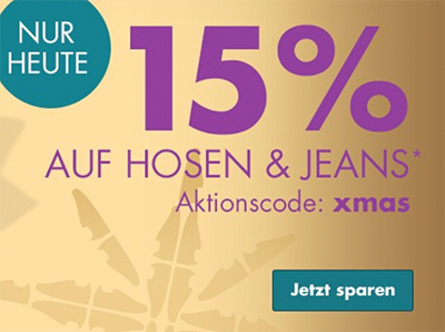 Nur heute: 15% Rabatt auf Hosen und Jeans im Galeria Kaufhof Onlineshop