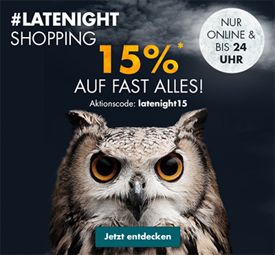 Nur bis 24 Uhr: Late-Night-Shopping bei Galeria Kaufhof mit 15% Rabatt auf fast Alles