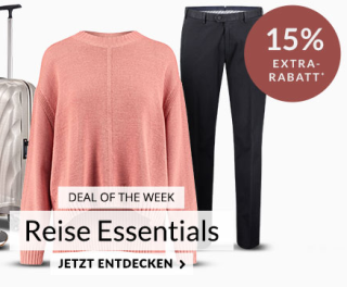 Engelhorn Mode Weeklydeal mit 15% Extra-Rabatt auf Reise-Essentials