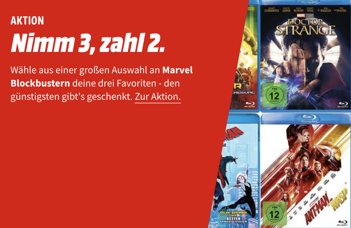 3 für 2 Aktion auf Marvel Filme im MediaMarkt Onlineshop