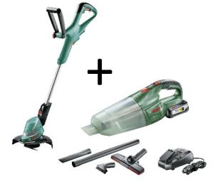 Super Bundle: Bosch Akku Rasentrimmer Trimmer + Handstaubsauger für nur 99,- Euro inkl. Versand