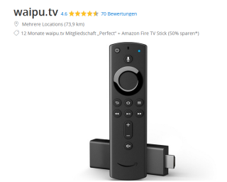 12 Monate waipu.tv Mitgliedschaft „Perfect“ + Amazon Fire TV Stick für 79,92 Euro