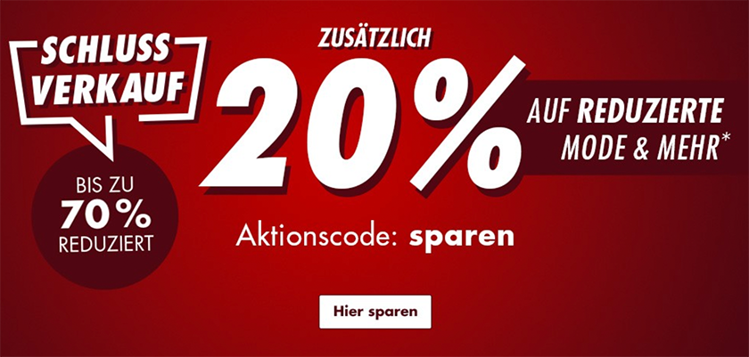 20% Gutscheincode auf Mode und Schuhe bei Galeria.de