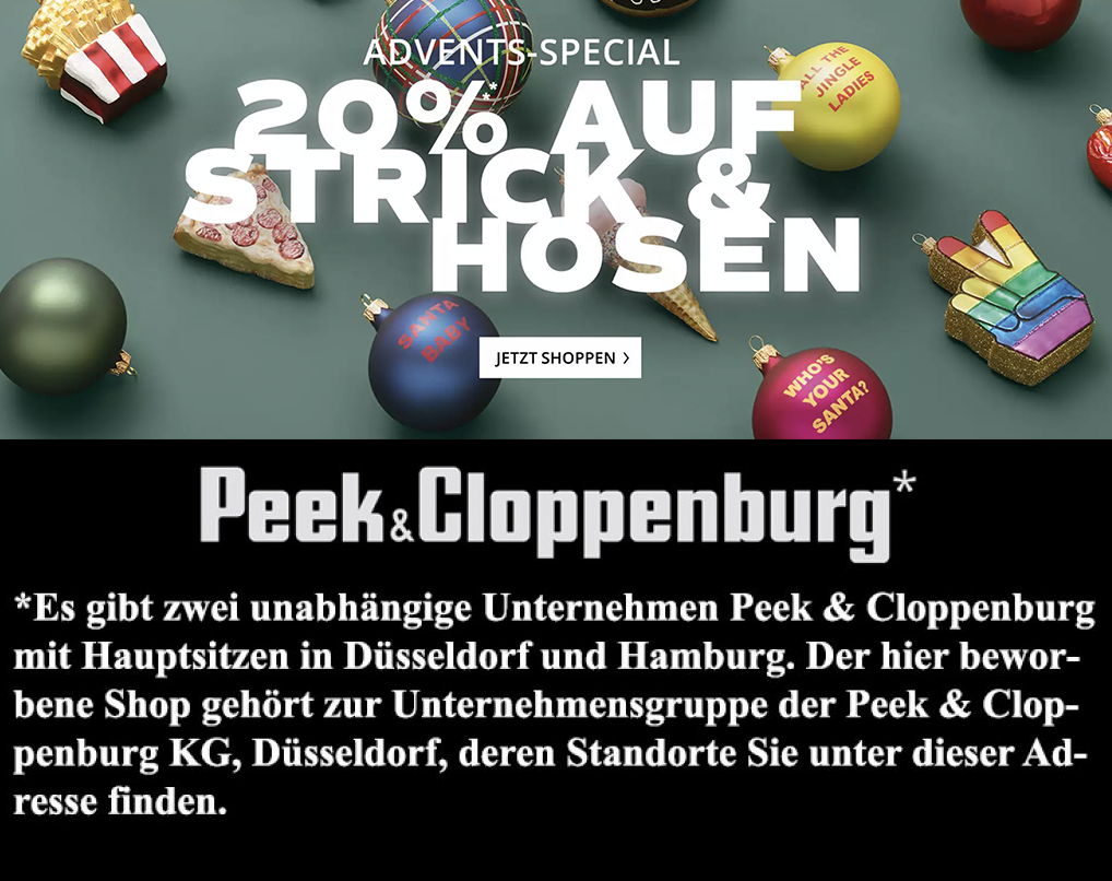 20% Extrarabatt auf Hosen und Strick Produkte bei Peek & Cloppenburg*