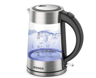 Miroco Glas Wasserkocher mit 1,7 L Fassungsvermögen und 2.200 Watt für 29,99 Euro