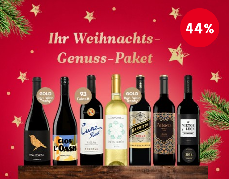 Vinos.de Monatsangebot – 7 Flaschen Weihnachts-Genuss-Paket für nur 49,90 Euro inkl. Versand