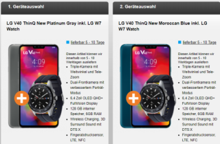 2x LG V40 ThinQ New Smartphone + 2x LG W7 Smartwatch mit o2 Free M + Partnerkarte für 44,98 Euro mtl.