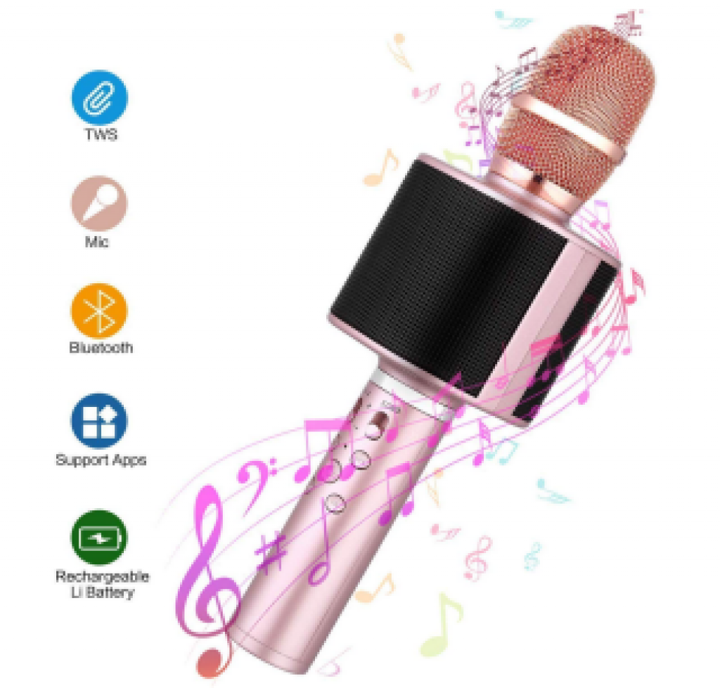 Mbuynow Kinder KaraokeMikrofon mit Selfistick und EchoEffekt für 9,97