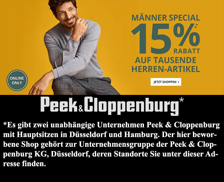 15% Rabatt auf Männermode bei Peek & Cloppenburg*