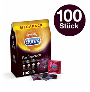 100 (4 x 25 Stück – verschiedene Varianten) Durex Fun Explosion Kondome für nur 29,99 Euro inkl. Versand