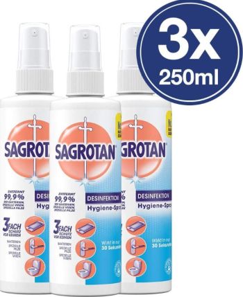 Wieder da: 3er Pack Sagrotan Hygiene Pumpspray 250 ml, (3 x 250 ml) für nur 12,99 Euro inkl. Versand