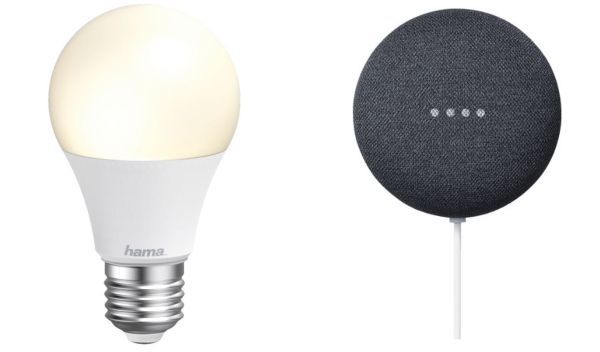 Bundle: Google Nest Mini Smart Speaker + Hama WiFi LED Lampen für nur 59,- Euro inkl. Versand