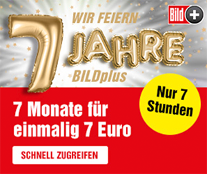 Letzte Chance bis 20 Uhr! 7 Monate BILDplus für 7 Euro (statt 55,93 Euro)