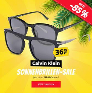 Knaller! Viele verschiedene Calvin Klein Sonnenbrillen für nur je 36,99 Euro bei SportSpar
