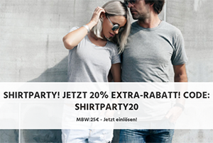 20% Rabatt auf alle T-Shirts bei Jeans Direct (MBW: 25,- Euro)