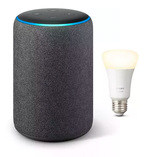 Amazon Echo Plus (2. Gen.) Smart Speaker + PHILIPS Hue White E27 Bluetooth LED Lampe für nur 73,13 Euro