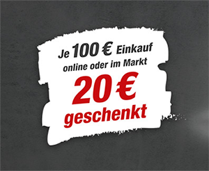 Letzter Tag: 20,- Euro Gutschein je 100,- Euro Bestellwert im toom Baumarkt erhalten!
