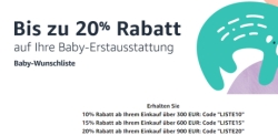 Für Eltern: Amazon Baby-Wunschliste anlegen und bis zu 20% Rabatt auf Baby-Erstausstattung erhalten!