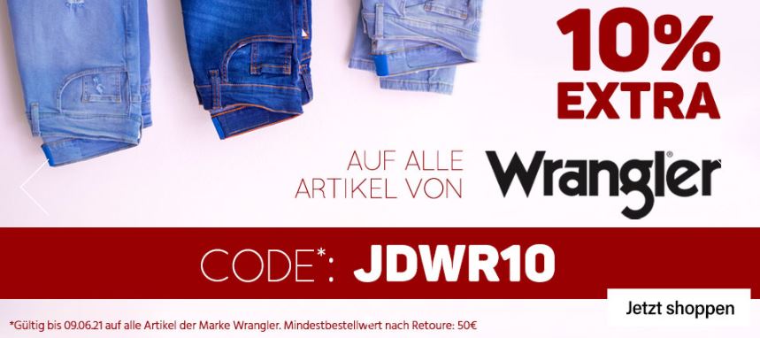 10% Extra-Rabatt auf Wrangler Jeans bei Jeans-Direct!