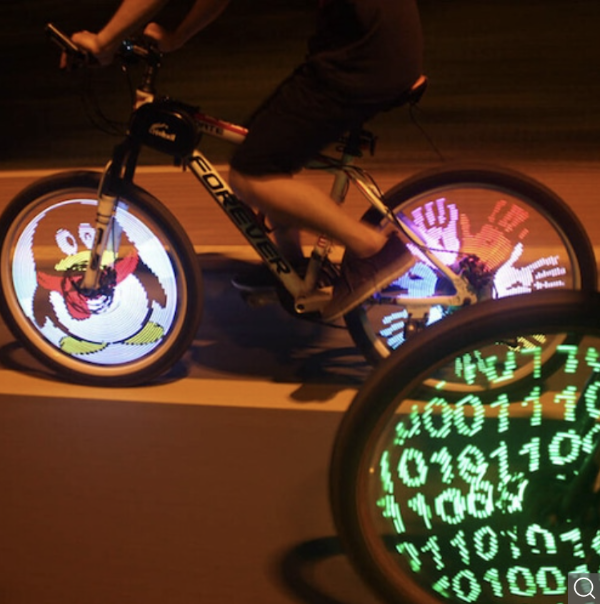 Programmierbare Speichenbeleuchtung fürs Fahrrad mit 128 LEDs nur