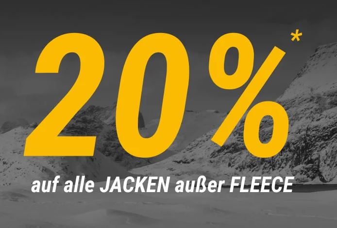 Nur noch heute: 20% Rabatt auf fast alle nicht reduzierten Jacken im Jack Wolfskin Onlineshop