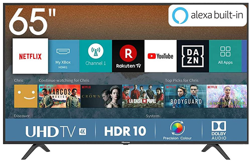 Hisense H65BE7000 Smart TV (65 Zoll, 4K Ultra HD, HDR, Triple Tuner) für nur 479,99 Euro inkl. Versand