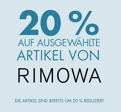 20% Rabatt auf ausgewählte Artikel der Marke Rimowa im Galeria Onlineshop