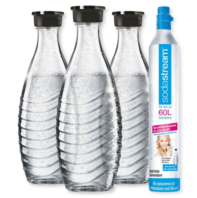SodaStream Reservezylinder und 3 Glaskaraffen für nur 39,99€ inkl. Versand