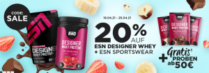 20% Rabatt auf ESN Designer Whey und ESN Sportswear