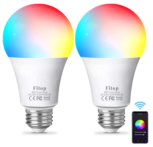 Doppelpack Fitop Smart RGB Lampe E27 (kompatibel mit Alexa/Google Home, 9W 806LM, dimmbar) für nur 11,30€