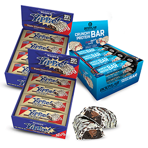 Weider YIPPIE! Bar Triple Chocolate (24x 45g) + 1 x Bodylab24 Crunchy Protein Bar (12x64g) für nur 31€