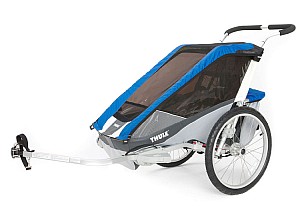 THULE Chariot Cougar 2 Kinderfahrradanhänger (2-Sitzer in blau) für 400€ (statt 470€)