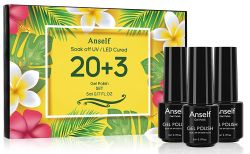 Anself Gel Nagellack Starter-Kit mit 20 farbigen Lacken, Basislack, Decklack und mattem Decklack für 15,99€