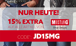Nur heute: 15% Rabatt auf alle Artikel von Mustang bei Jeans Direct